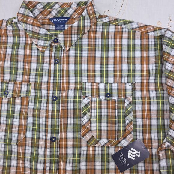 NEW W Tag Rocawear Button Shirt Men 5XL Men Plaid Western Cotton Short Sleeve - Picture 12 of 13